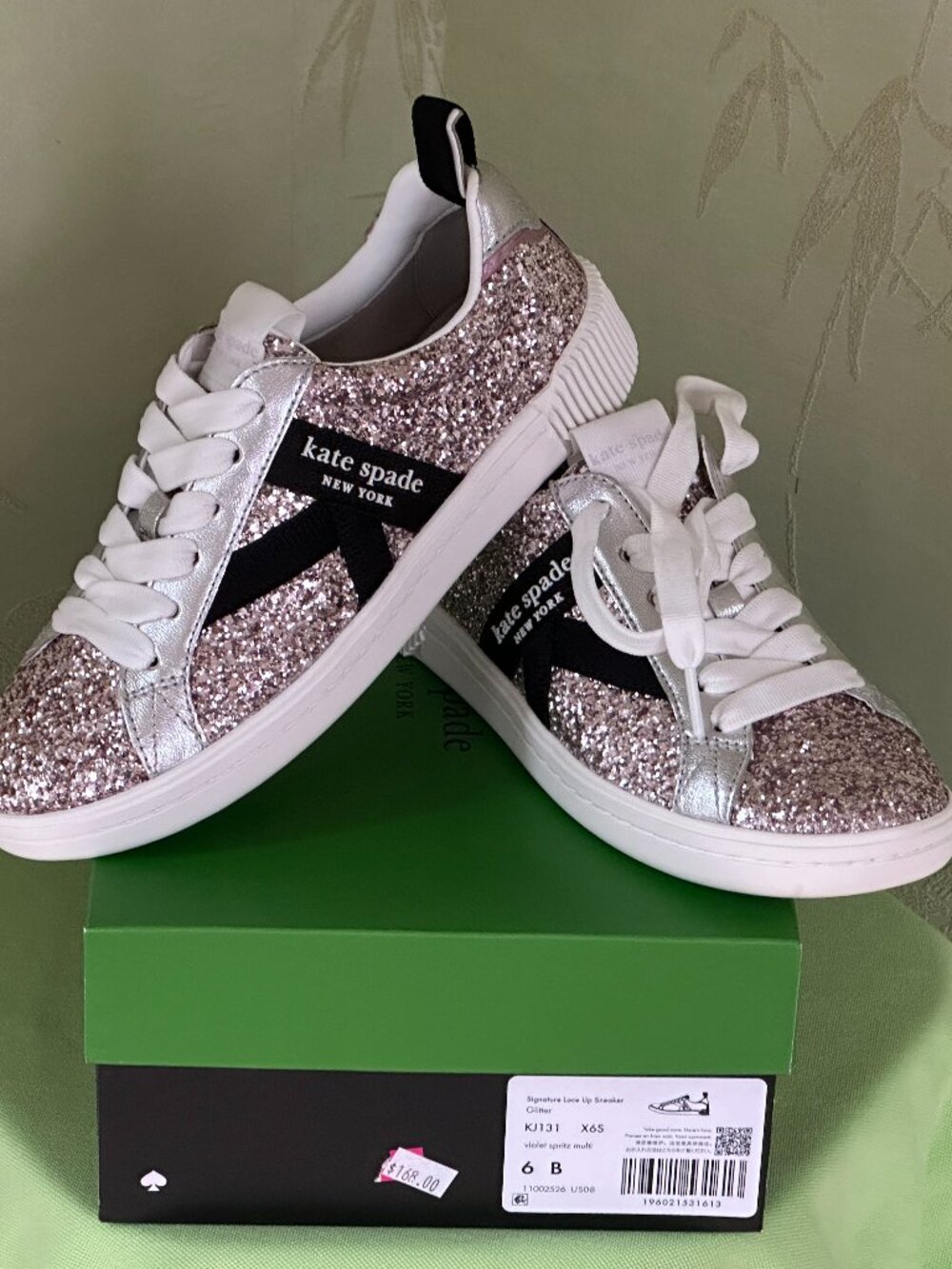 KATE SPADE SIGNATURE "K" LACE-UP SNEAKERS:NIB VIOLET SPRITZ MULTI 6M